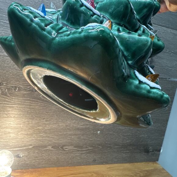 Vintage MCM Ceramic Christmas Tree 15” Lighted With Base Holiday Decor - Picture 7 of 10